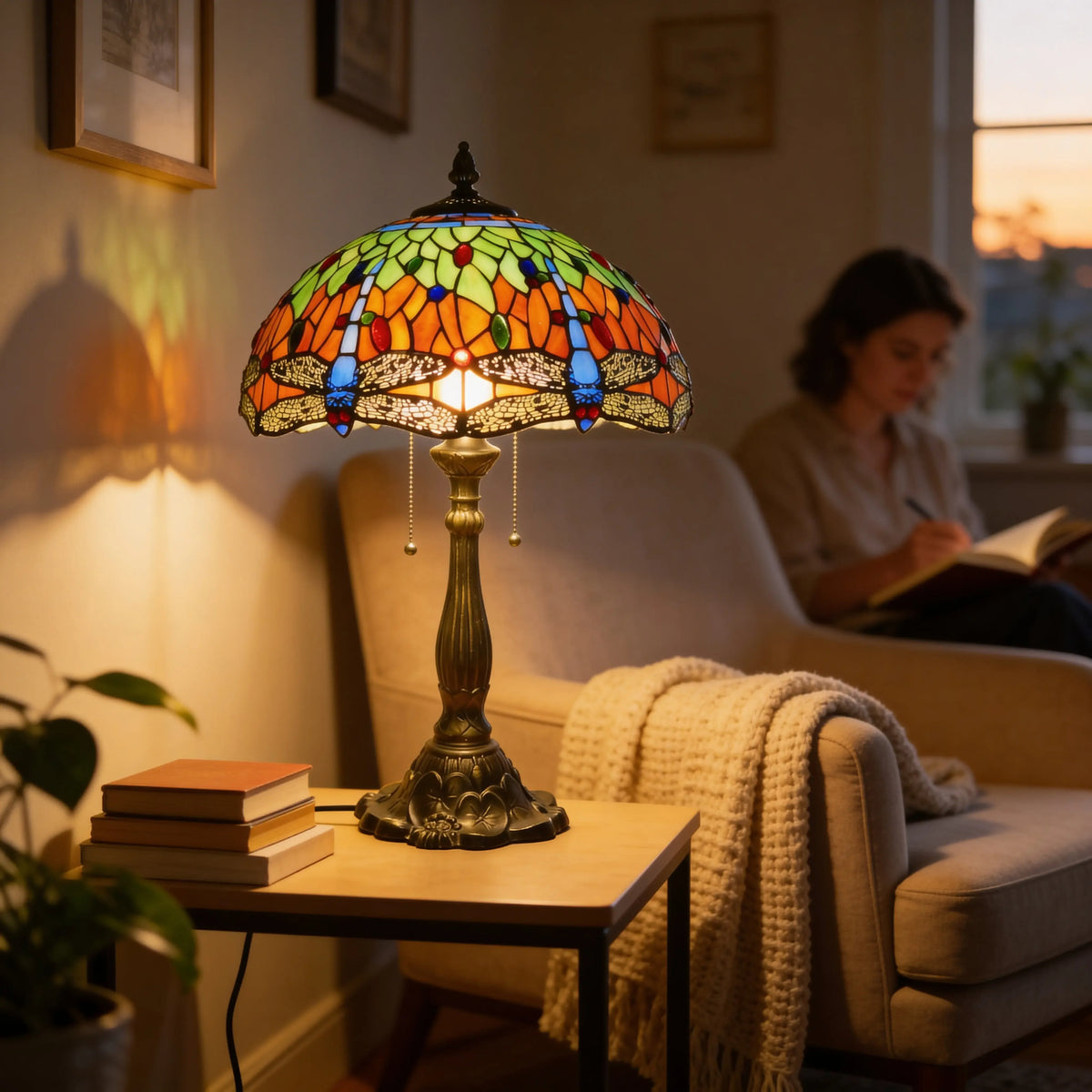 Tiffany Table Lamp - Amber Dragonfly 16" My Store