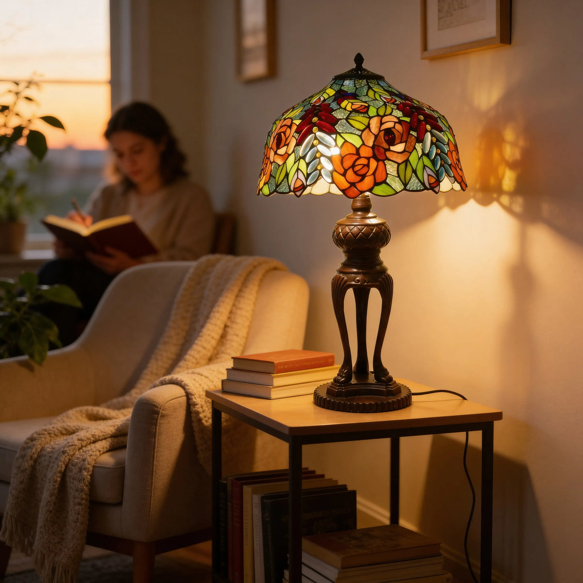 Tiffany Table Lamp - Rosewood Garden 16" My Store