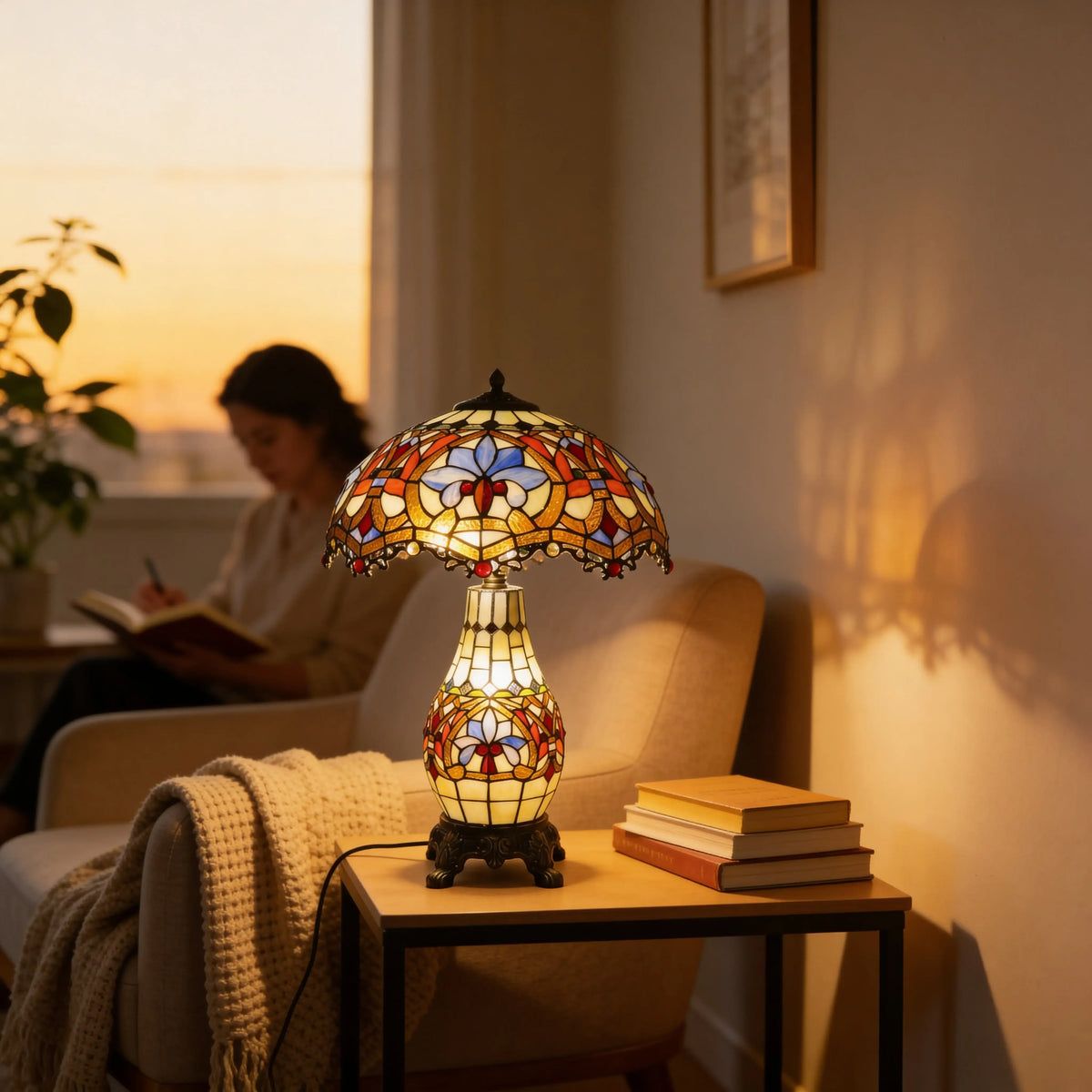 Tiffany Table Lamp - Crownflower Glow 16" My Store