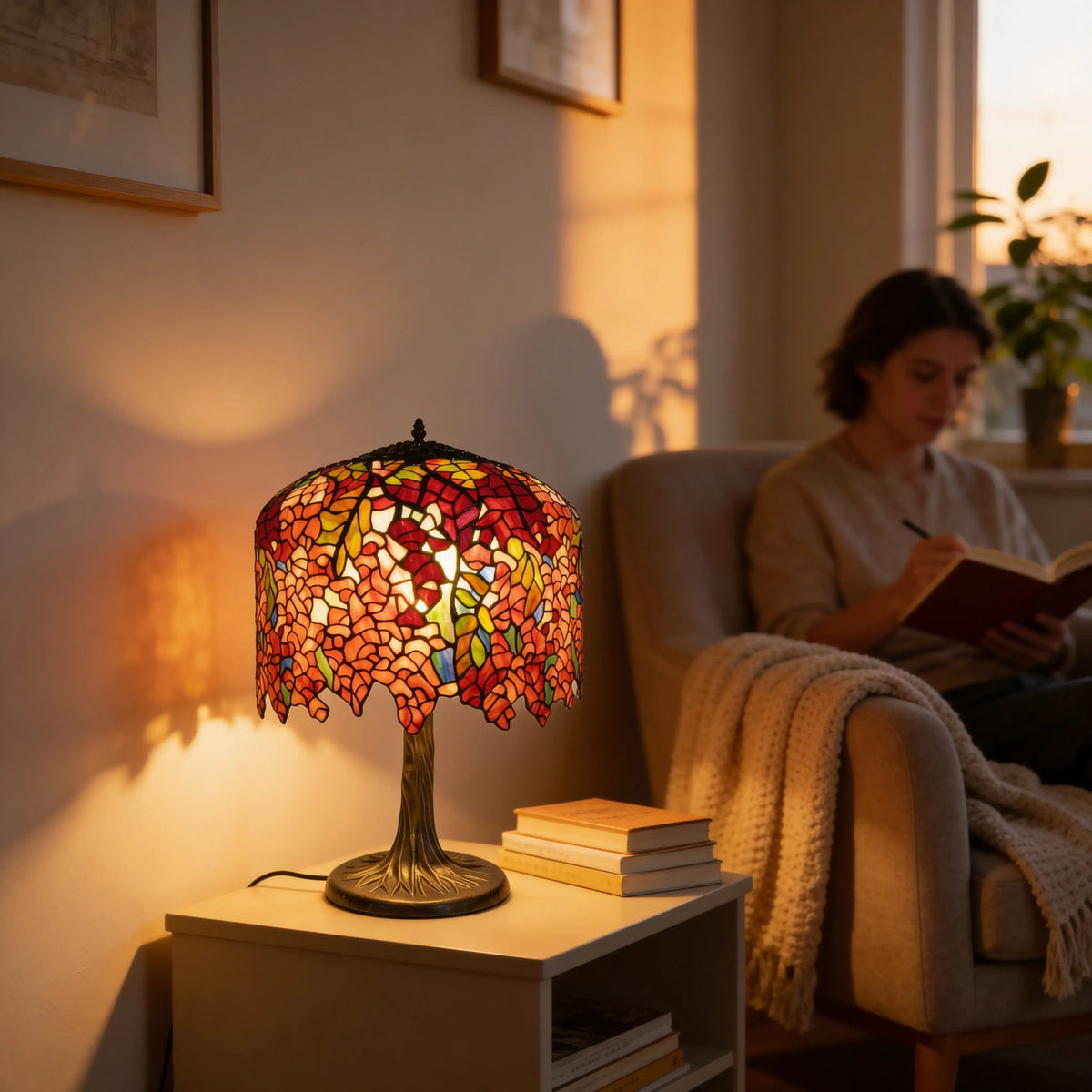 Tiffany Table Lamp - Crimson Maplefall 18" My Store