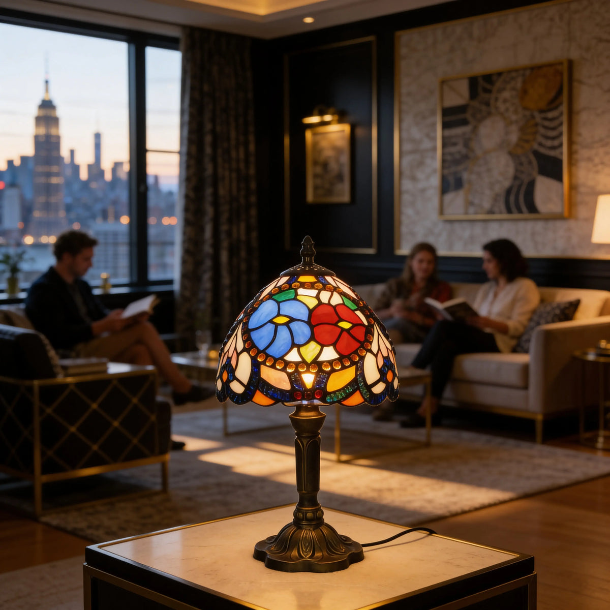 Tiffany Table Lamp - Beads Rose 8" My Store