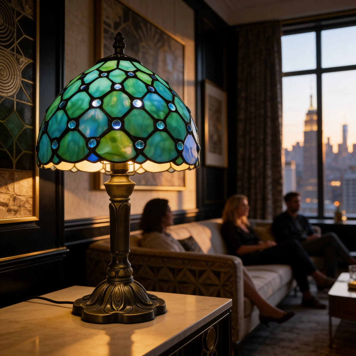 Tiffany Table Lamp - Green Beads 8" My Store