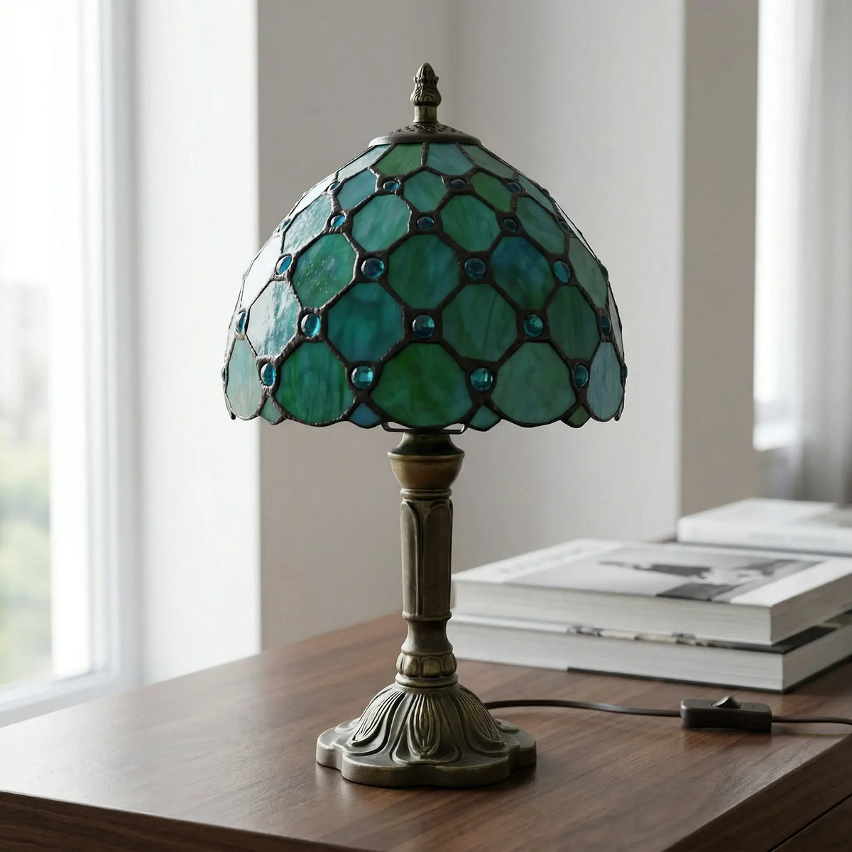 Tiffany Table Lamp - Green Beads 8" My Store