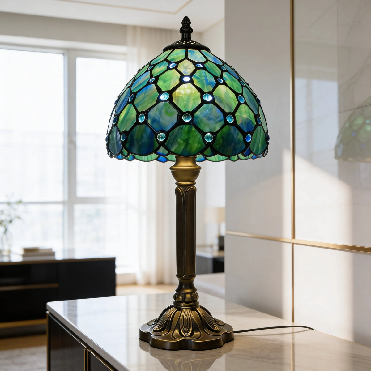 Tiffany Table Lamp - Dark Beads 8" My Store