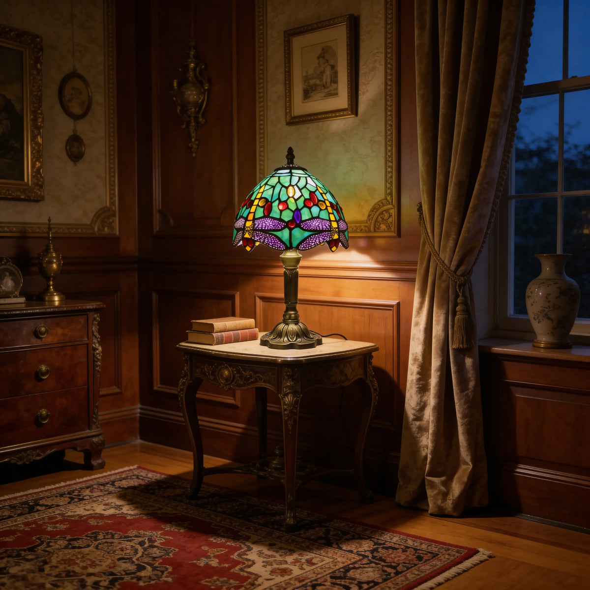 Tiffany Table Lamp - Emerald Dragonfly 8" My Store