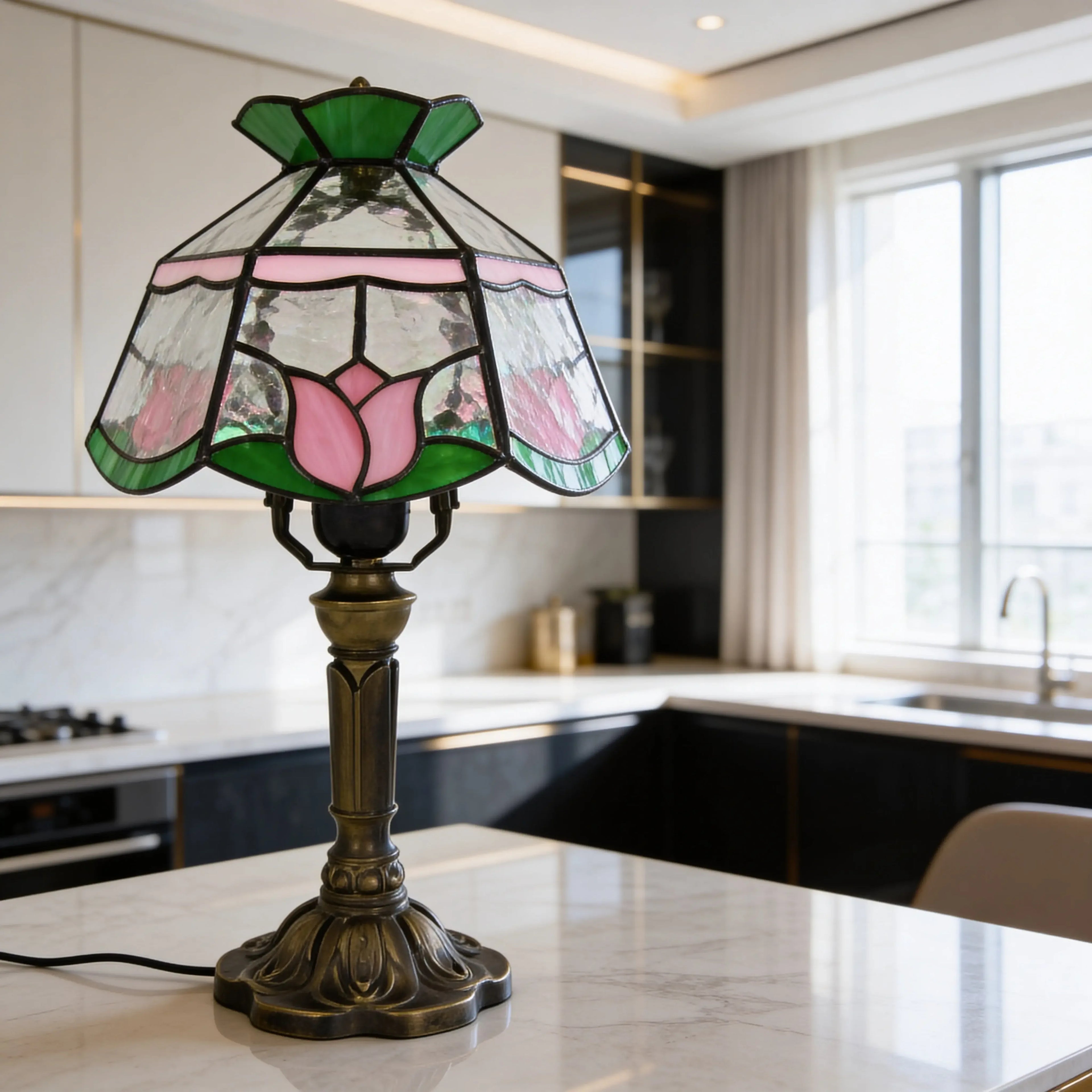 Tiffany Table Lamp - Crown Rose 8" My Store
