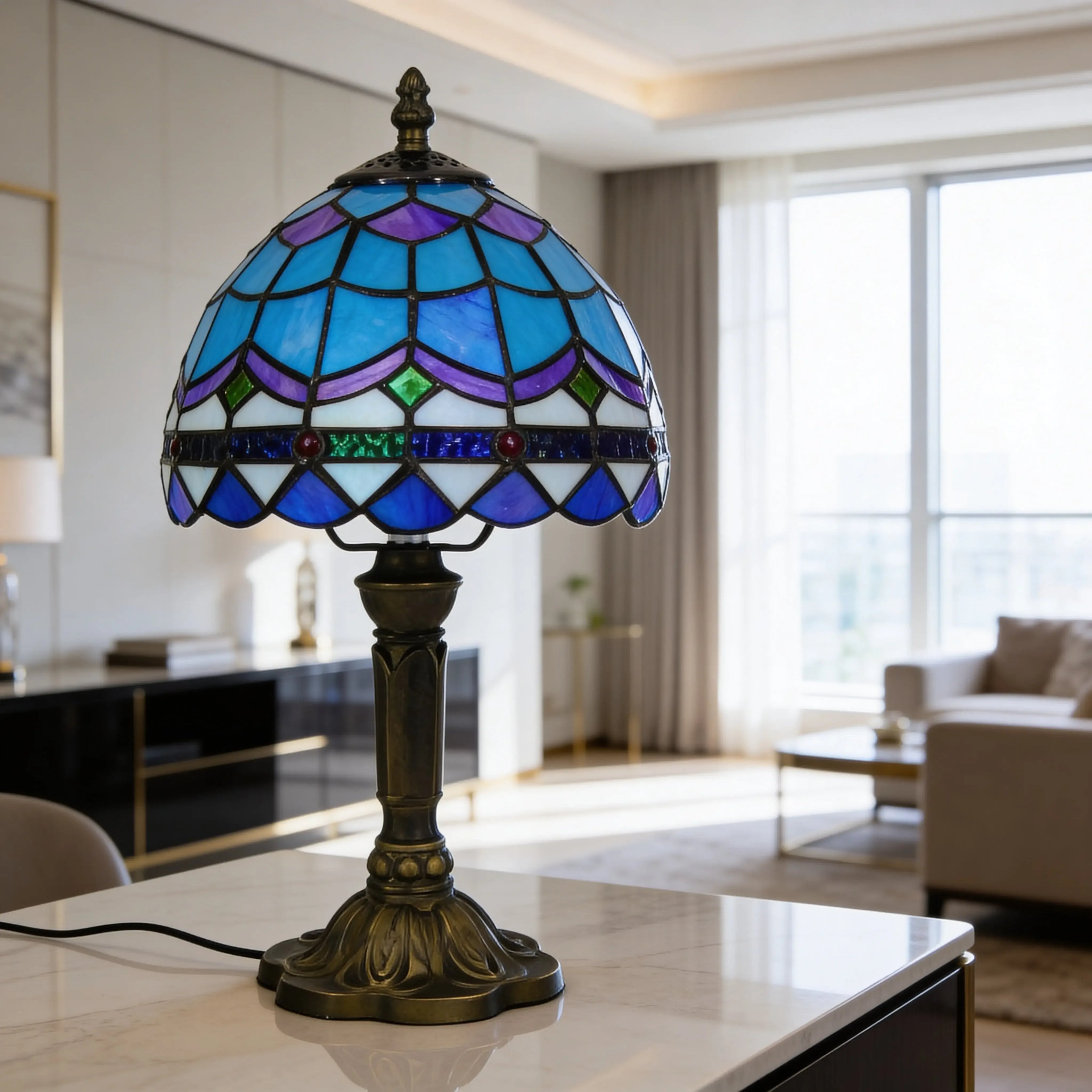 Tiffany Table Lamp - Sea & Sky 7" My Store