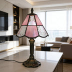 Tiffany Table Lamp - Pink Grid 8" My Store